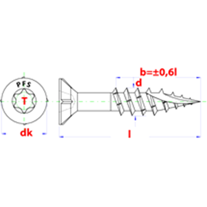 Afbeeldingen van PFS+ houtschroef torx Ø6x160 geel verzinkt (100st)