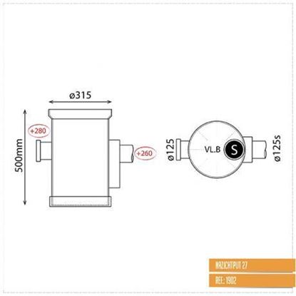 Picture of PE siphonput Ø315 1xØ125 1xØ125S