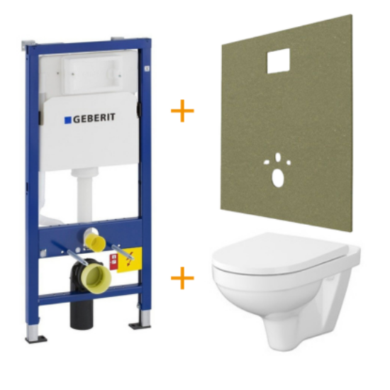Afbeeldingen van Toiletset met MDF plaat + toiletbril softclose en UP100 inbouwreservoir