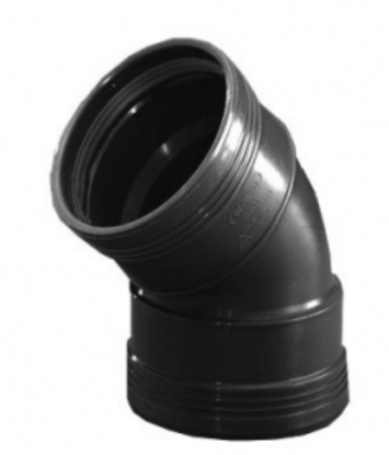 Afbeeldingen van Wafix PP Bocht 45° M/M D75 Zwart